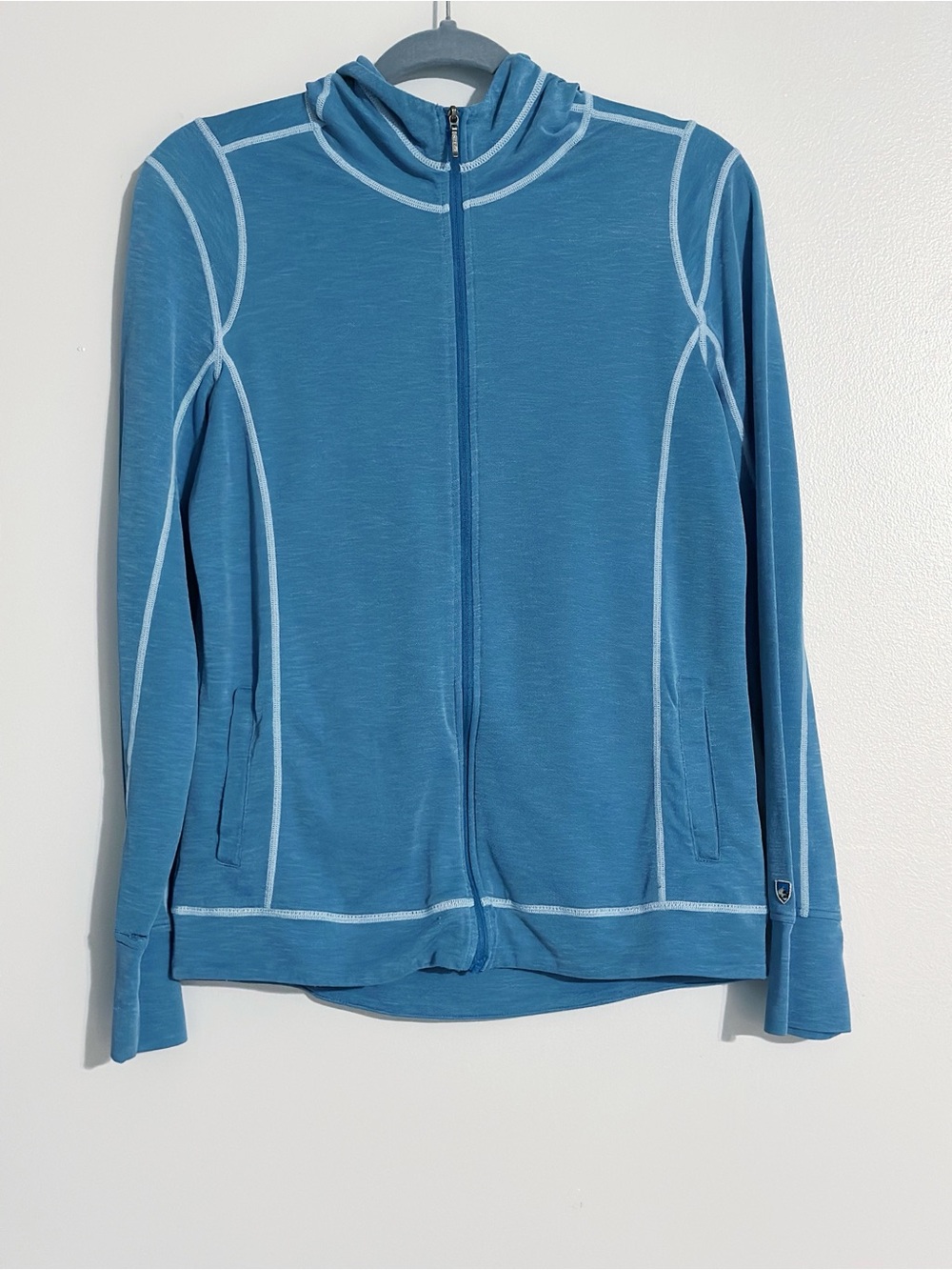 Kuhl Moongazer Hoodie Blue Full‎ Zip Heathered Contrast Stitch Women’s Small